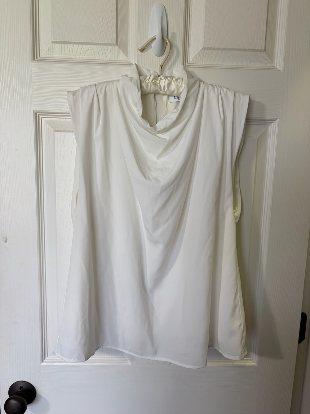 Lavish boutique Latge Sleeveless Draped Neck Women's Top - White worn once